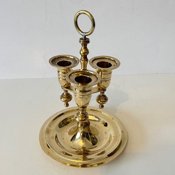 Vintage MCM Heavy Solid Brass Candelabra -m3 Candleholders and drip Tray - Picture 5 of 15